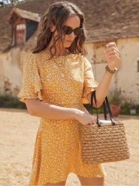 Auguste The Label Yellow Floral Mini Dress